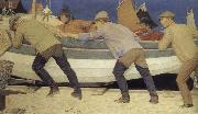 Joseph E.Southall Fishermen and boat painting